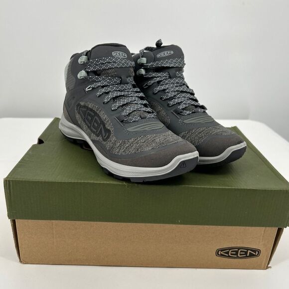 NWT KEEN Terradora Flex Mid WP Shoes Grey Lace-Up Ankle Height Hiking - Picture 1 of 9